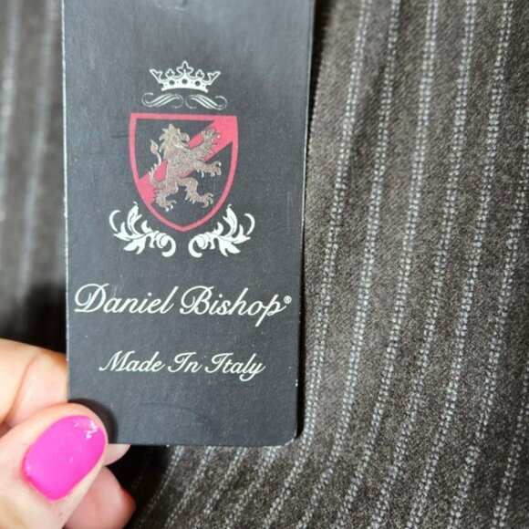 David Bishop NWT W34 X L30 Men's Black Pinstripe Dress Pants Made in Italy - Picture 10 of 14